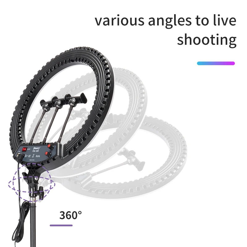 JMARY FM-18R LED Beauty Ring Light 18-inch Photography Live Streaming Fill Light-JR18FM