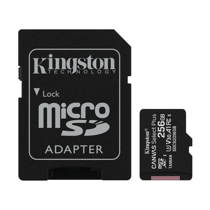 Kingston Canvas Select Plus 256GB MicroSD UHS-I U3 Class 10 A1 V30 Memory Card with Adapter #SDCS2/256GB